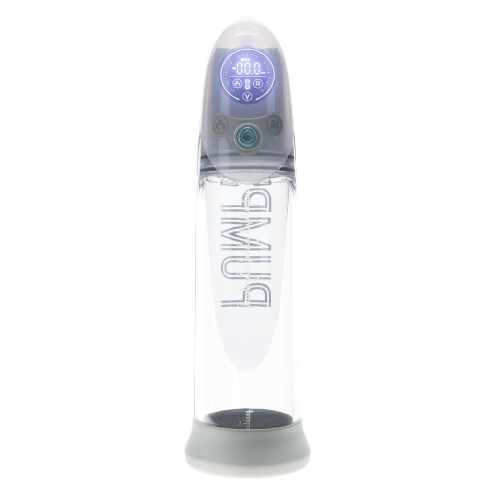 PUMPED Aqua - Pro Auto Pump - Grey - Grey/Clear USB Rechargeable AI - Enabled Submersible Auto Penis Pump – Sex toys NZ by Naughtyhut. Discreet delivery nationwide.