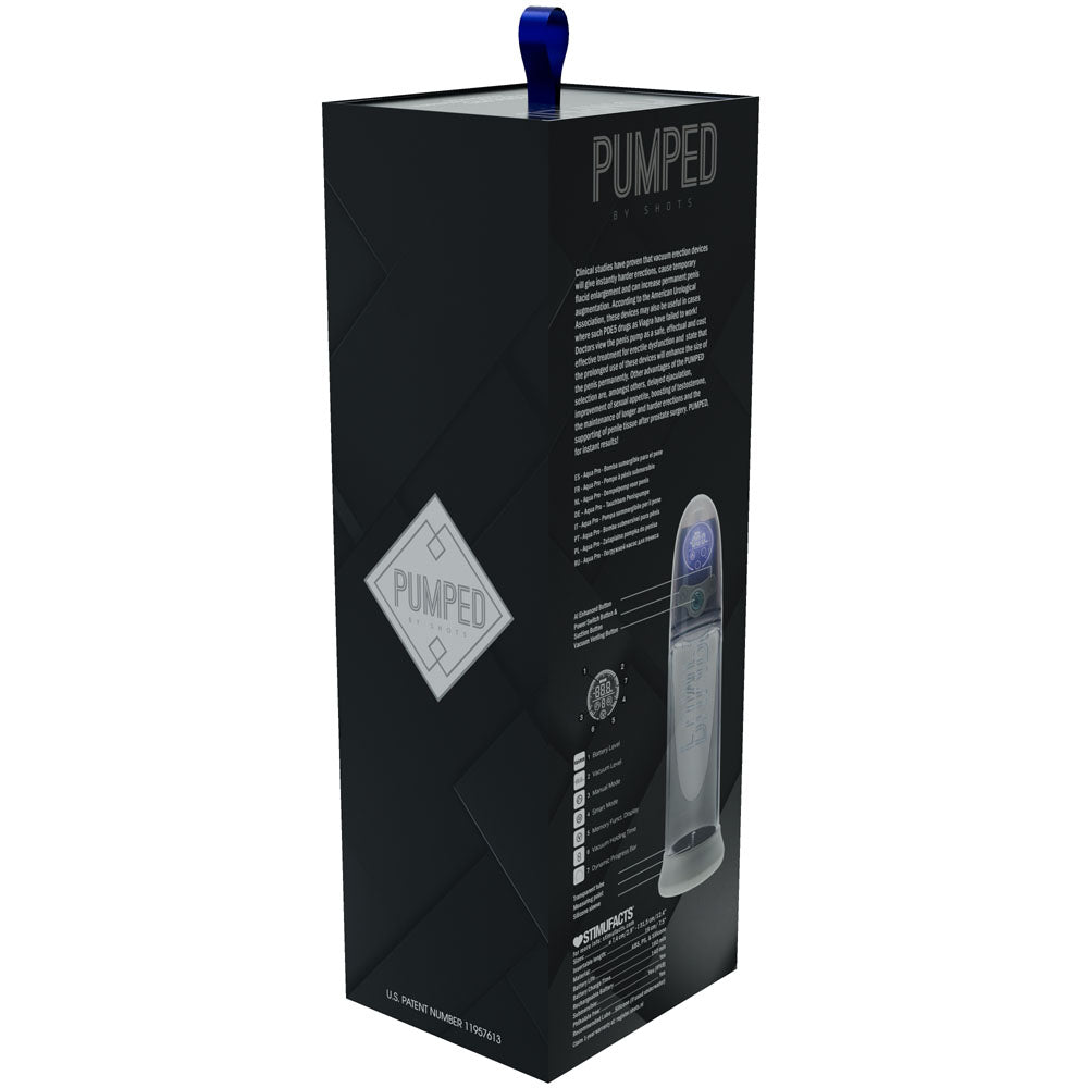 PUMPED Aqua - Pro Auto Pump - Grey - Grey/Clear USB Rechargeable AI - Enabled Submersible Auto Penis Pump – Sex toys NZ by Naughtyhut. Discreet delivery nationwide.