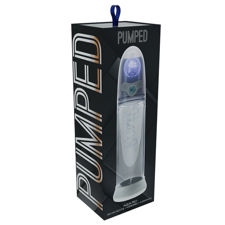 PUMPED Aqua - Pro Auto Pump - Grey - Grey/Clear USB Rechargeable AI - Enabled Submersible Auto Penis Pump – Sex toys NZ by Naughtyhut. Discreet delivery nationwide.