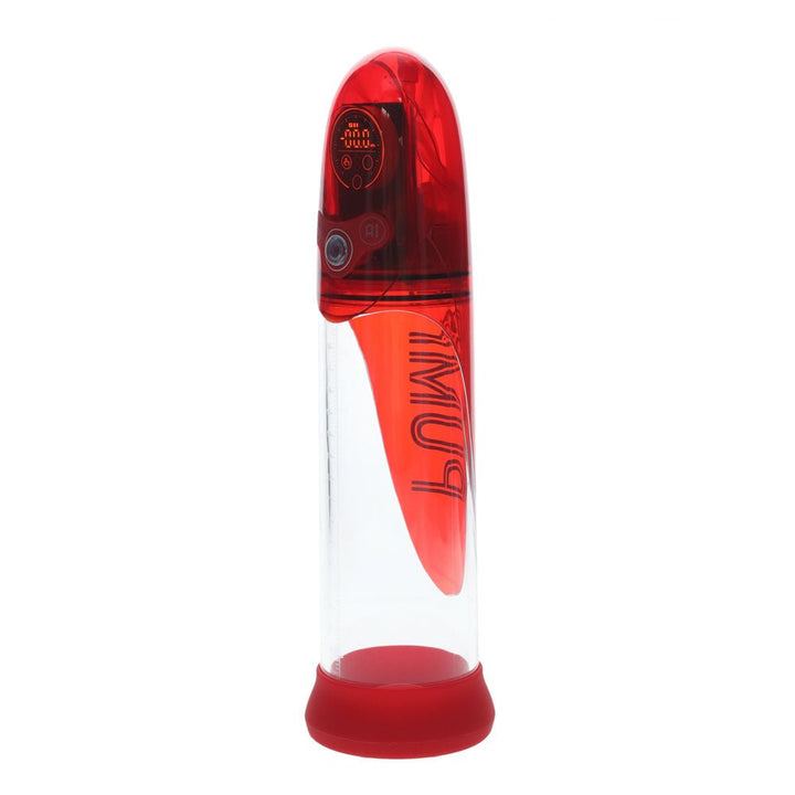 PUMPED Aqua - Pro Auto Pump - Red - Red/Clear USB Rechargeable AI - Enabled Submersible Auto Penis Pump – Sex toys NZ by Naughtyhut. Discreet delivery nationwide.
