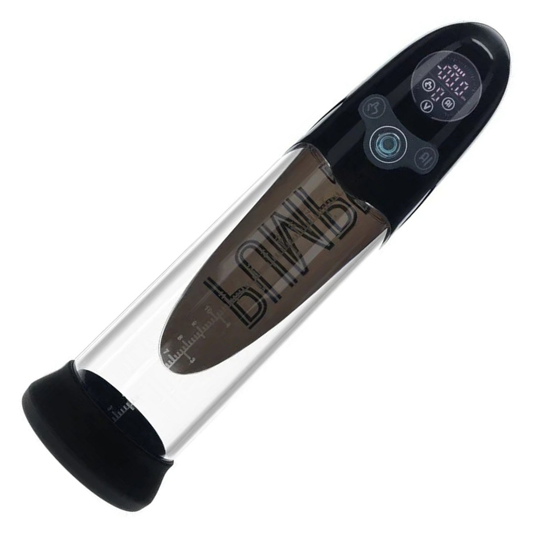 PUMPED Aqua-Pro Submersible Auto Penis Pump in Black – submersible pump with digital display on white