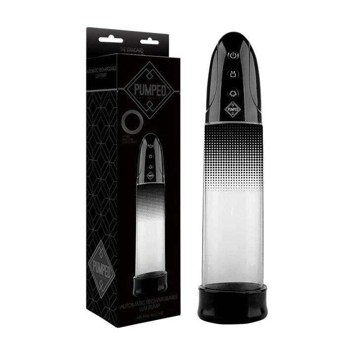 Pumped Automatic Rechargeable Luv Pump - Black USB Rechargeable Powered Penis Pump – Sex toys NZ by Naughtyhut. Discreet delivery nationwide.