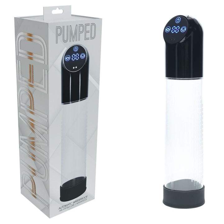 PUMPED Automatic Waterproof Pump - Black - Black/Clear USB Rechargeable Automatic Penis Pump – Sex toys NZ by Naughtyhut. Discreet delivery nationwide.