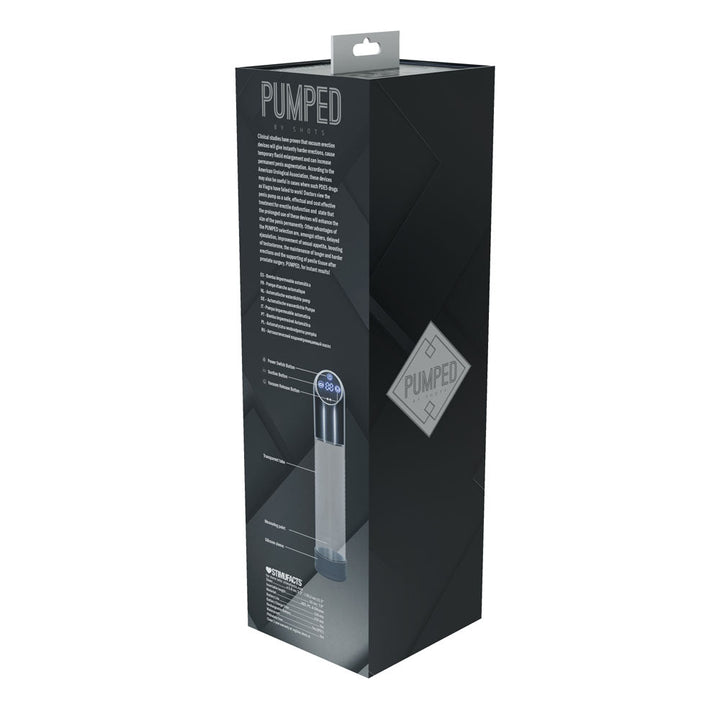 PUMPED Automatic Waterproof Pump - Gun Metal - Gunmetal/Clear USB Rechargeable Automatic Penis Pump – Sex toys NZ by Naughtyhut. Discreet delivery nationwide.