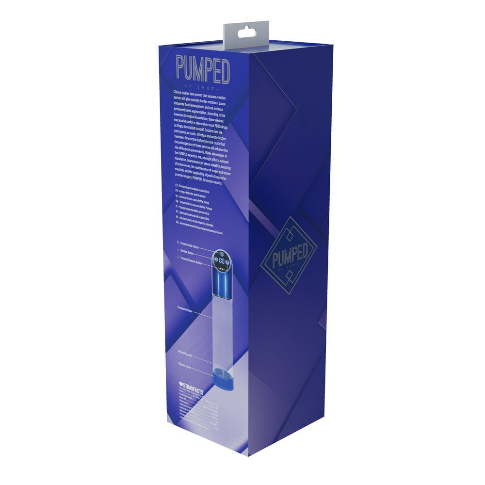 Buy PUMPED Automatic Waterproof Pump - Metal Blue - Blue/Clear USB Rechargeable Automatic Penis Pump – Naughtyhut NZ sex toys online. Discreet delivery & top brands.