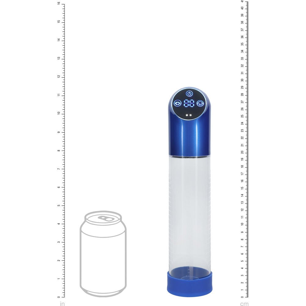 Buy PUMPED Automatic Waterproof Pump - Metal Blue - Blue/Clear USB Rechargeable Automatic Penis Pump – Naughtyhut NZ sex toys online. Discreet delivery & top brands.