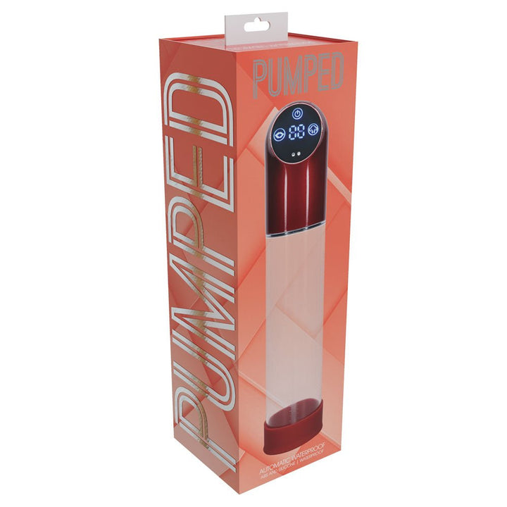 PUMPED Automatic Waterproof Pump - Metal Red - Red/Clear USB Rechargeable Automatic Penis Pump – Sex toys NZ by Naughtyhut. Discreet delivery nationwide.