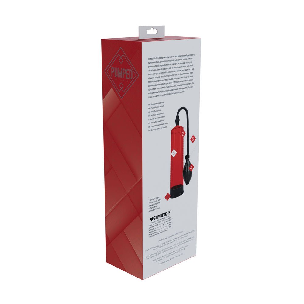PUMPED Basic Pump 1 - Red - Red Penis Pump – Sex toys NZ by Naughtyhut. Discreet delivery nationwide.