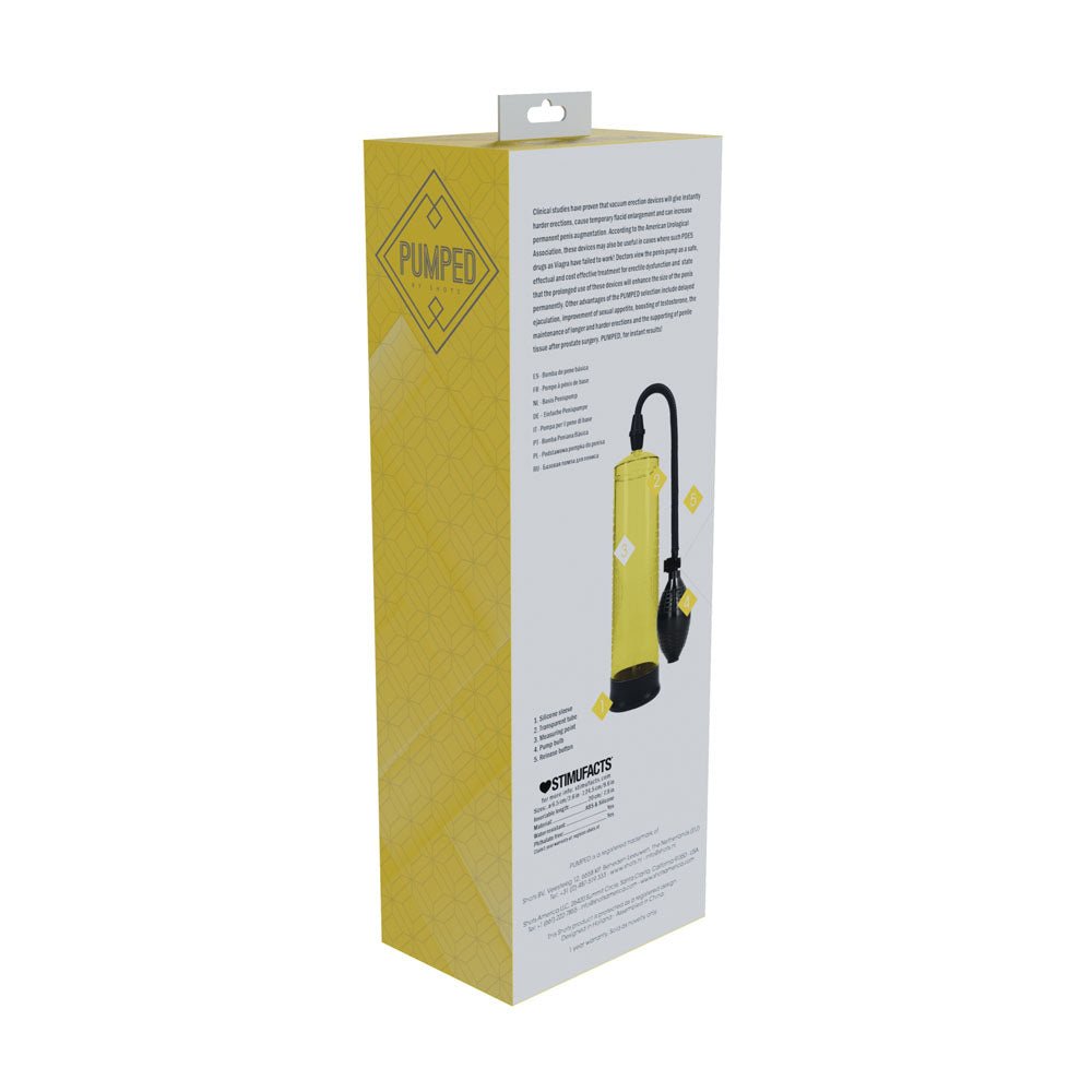 PUMPED Basic Pump 1 - Yellow - Yellow Penis Pump – Sex toys NZ by Naughtyhut. Discreet delivery nationwide.