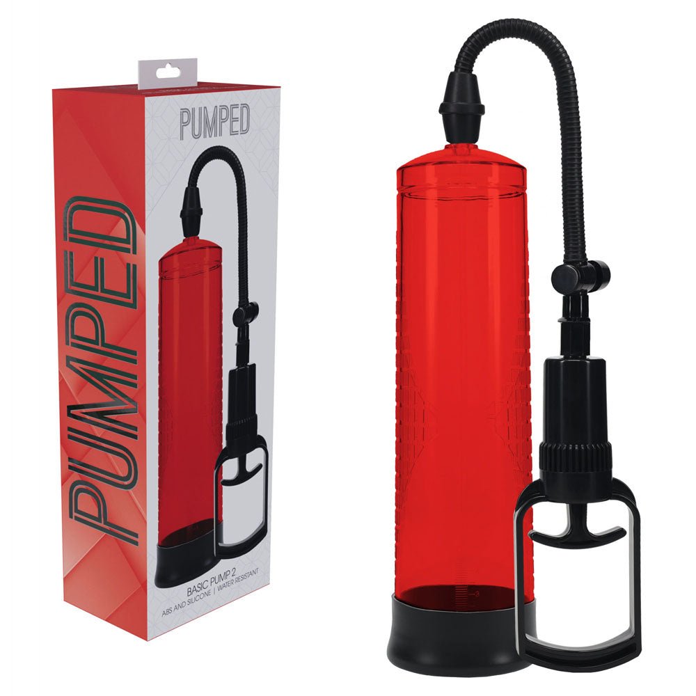 PUMPED Basic Pump 2 - Red - Red Penis Pump – Sex toys NZ by Naughtyhut. Discreet delivery nationwide.