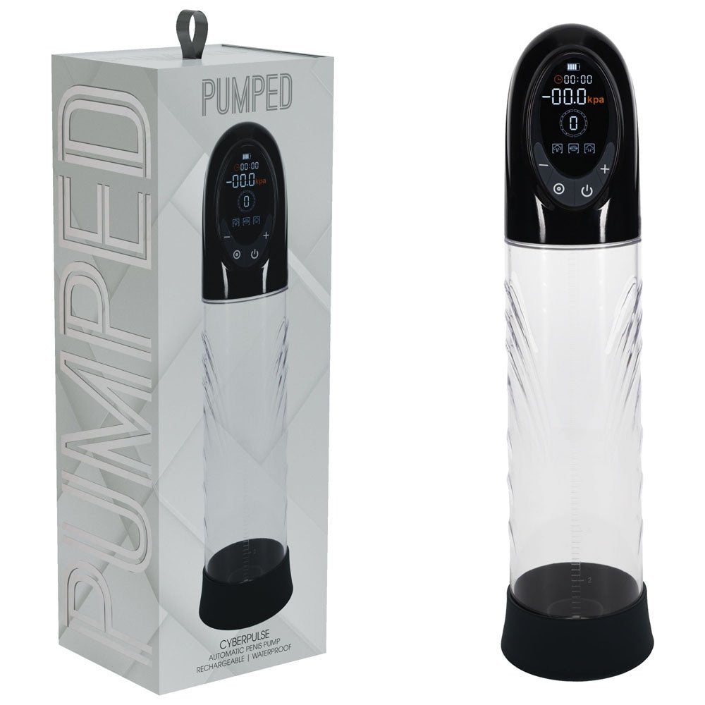 PUMPED CyberPulse Automatic Penis Pump - Black - Black/Clear USB Rechargeable Auto Penis Pump – Sex toys NZ by Naughtyhut. Discreet delivery nationwide.