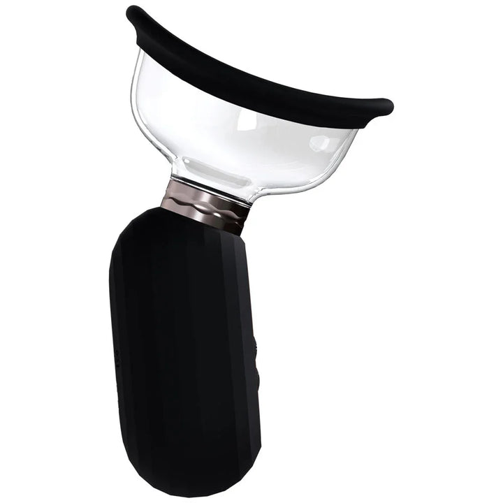 PUMPED Dazzling Auto Ladies Pump in Black, side view showing the soft-rimmed clear cup