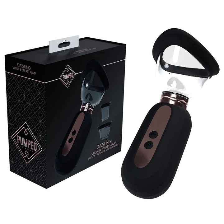 PUMPED Dazzling Auto Ladies Pump in Black, black box beside the pump and its clear suction cup