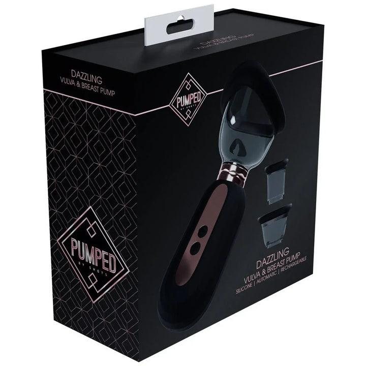 PUMPED Dazzling Auto Ladies Pump in Black, front of the black Dazzling retail box