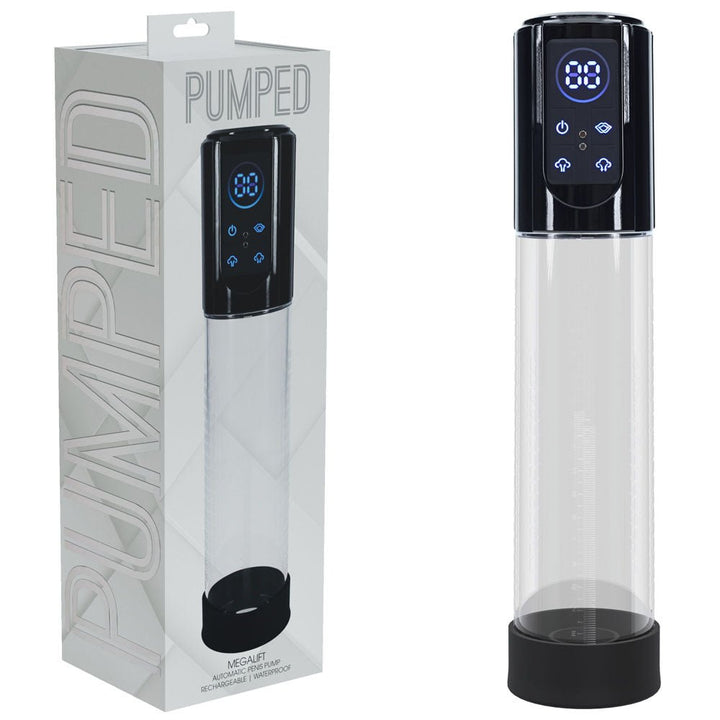 PUMPED MegaLift Automatic Penis Pump - Black - Black/Clear USB Rechargeable Auto Penis Pump – Sex toys NZ by Naughtyhut. Discreet delivery nationwide.