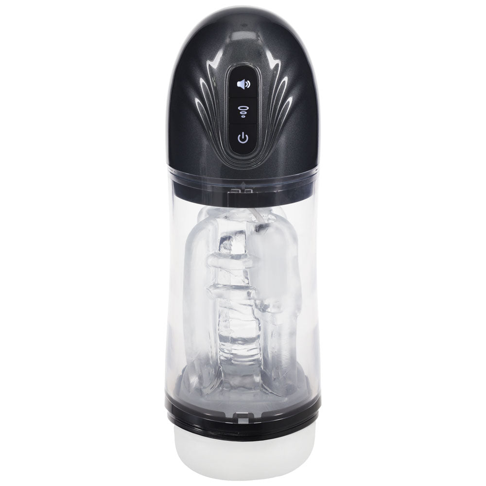 Buy PUMPED SonicPull - Gunmetal - Gunmetal Grey/Clear USB Rechargeable Sucking And Vibrating Auto Masturbator – Naughtyhut NZ sex toys online. Discreet delivery & top brands.