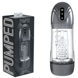 Buy PUMPED SonicPull - Gunmetal - Gunmetal Grey/Clear USB Rechargeable Sucking And Vibrating Auto Masturbator – Naughtyhut NZ sex toys online. Discreet delivery & top brands.
