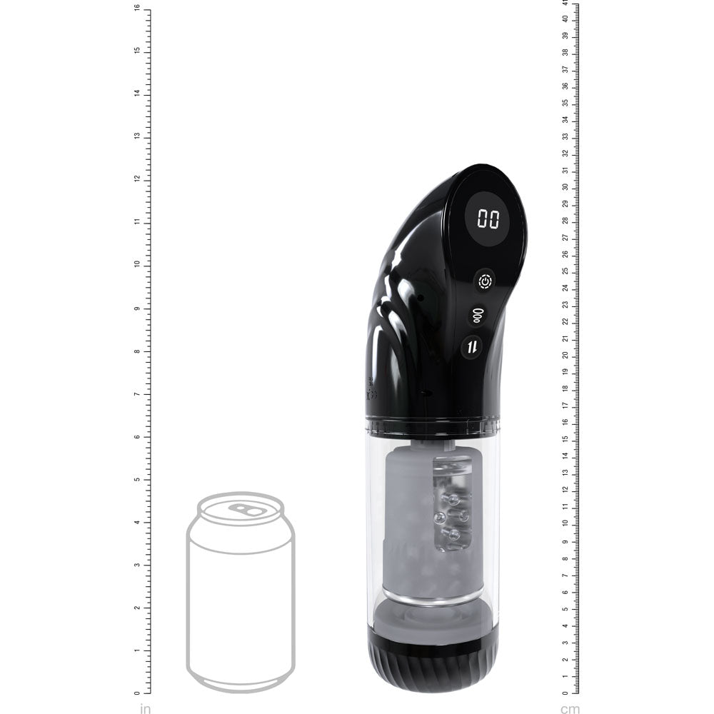 Buy PUMPED Strokemate - Black/Clear USB Rechargeable Sucking Rotating and Thrusting Auto Masturbator – Naughtyhut NZ sex toys online. Discreet delivery & top brands.