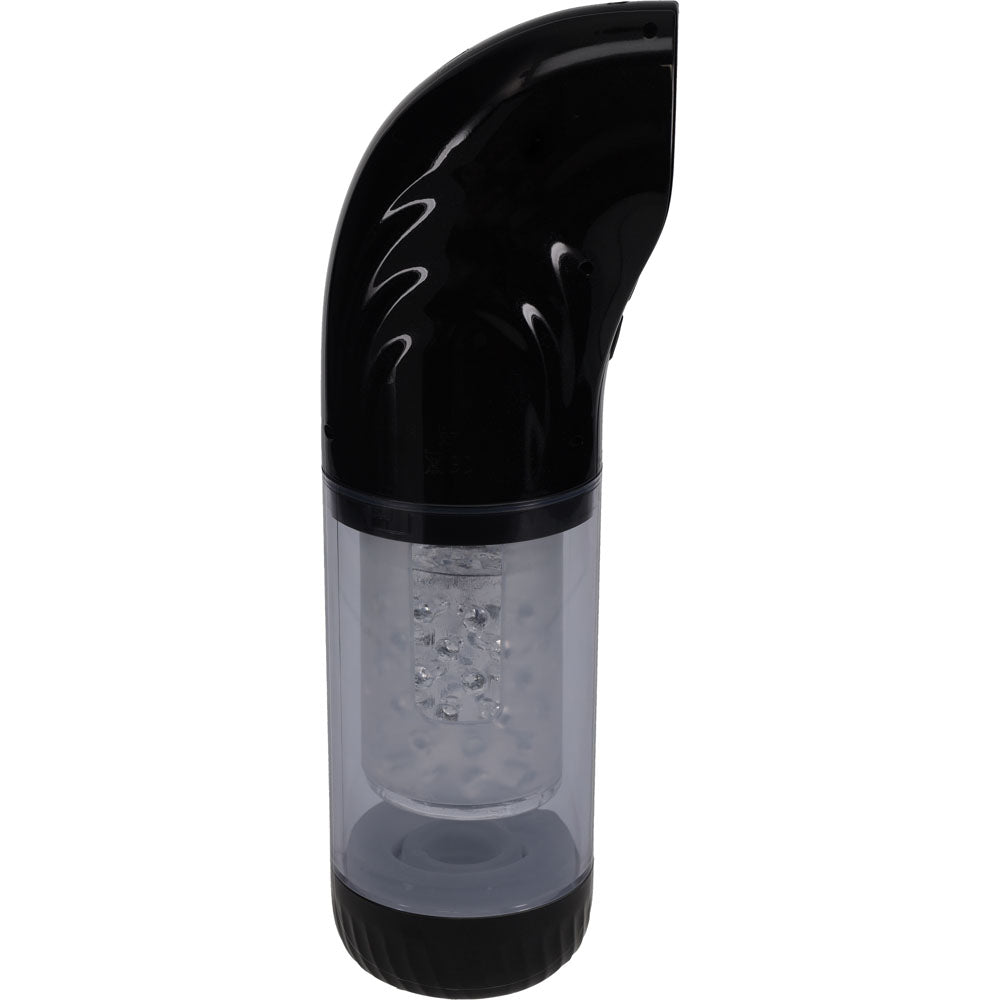 Buy PUMPED Strokemate - Black/Clear USB Rechargeable Sucking Rotating and Thrusting Auto Masturbator – Naughtyhut NZ sex toys online. Discreet delivery & top brands.
