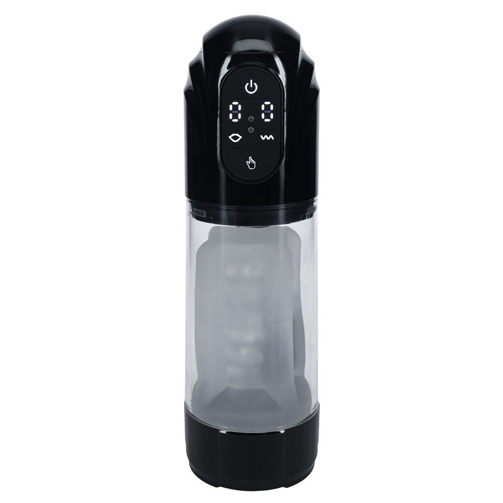 Buy PUMPED TechnoThrust Auto Masturbator - Black/Clear USB Rechargeable Auto Maturbator – Naughtyhut NZ sex toys online. Discreet delivery & top brands.