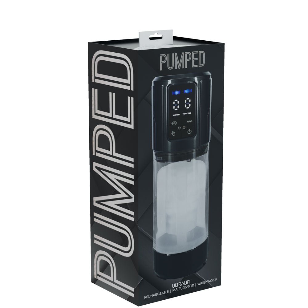 Buy PUMPED UltraLift Automatic Masturbator - Gunmetal Grey/Clear USB Rechargeable Auto Masturbator – Naughtyhut NZ sex toys online. Discreet delivery & top brands.