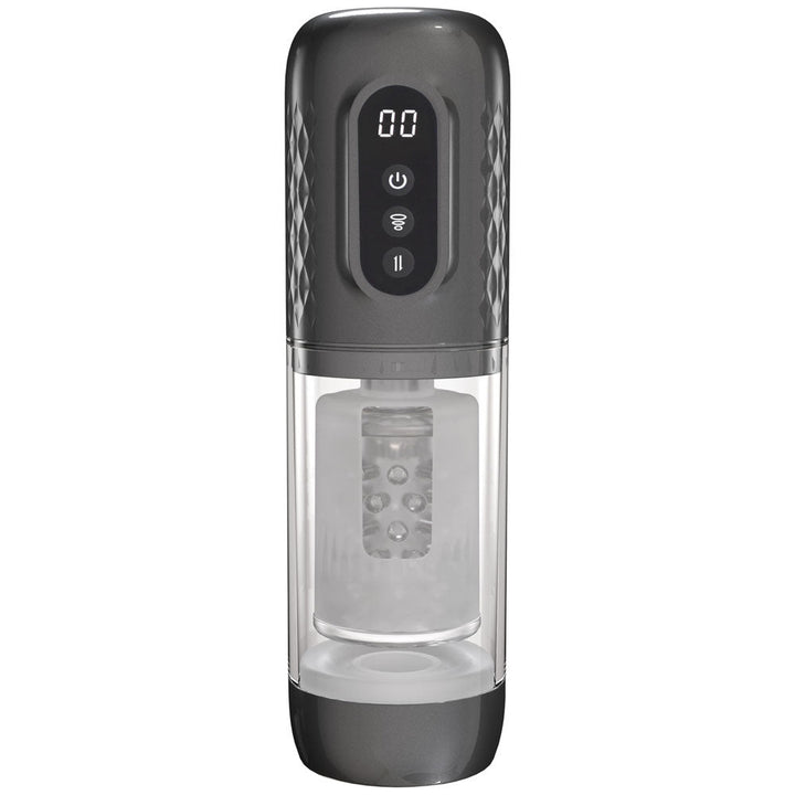 PUMPED Vortex - Gunmetal - Gunmetal Grey/Clear USB Rechargeable Sucking Rotating and Thrusting Auto Masturbator – Sex toys NZ by Naughtyhut. Discreet delivery nationwide.
