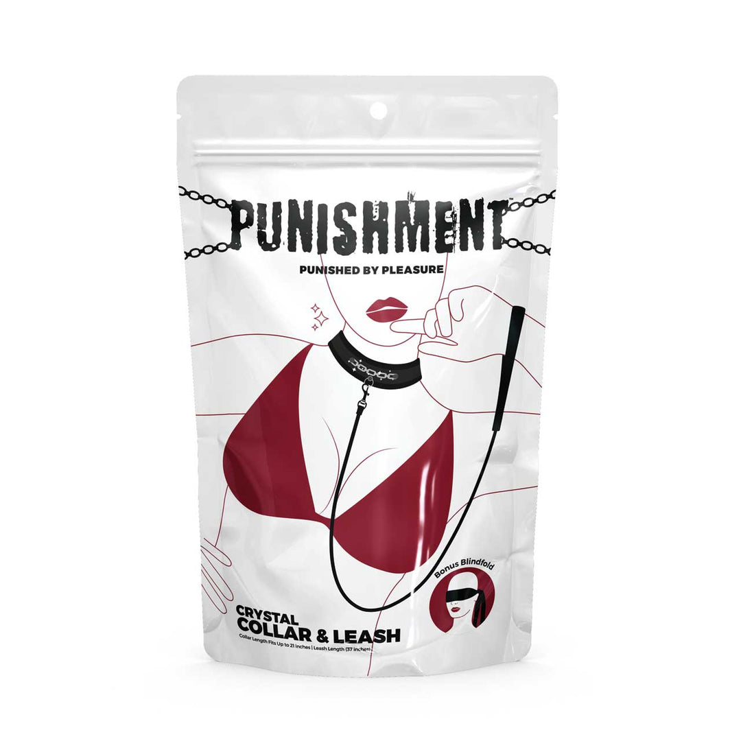 Punishment Crystal Detail Collar and 37 inch Leash – Sex toys NZ by Naughtyhut. Discreet delivery nationwide.