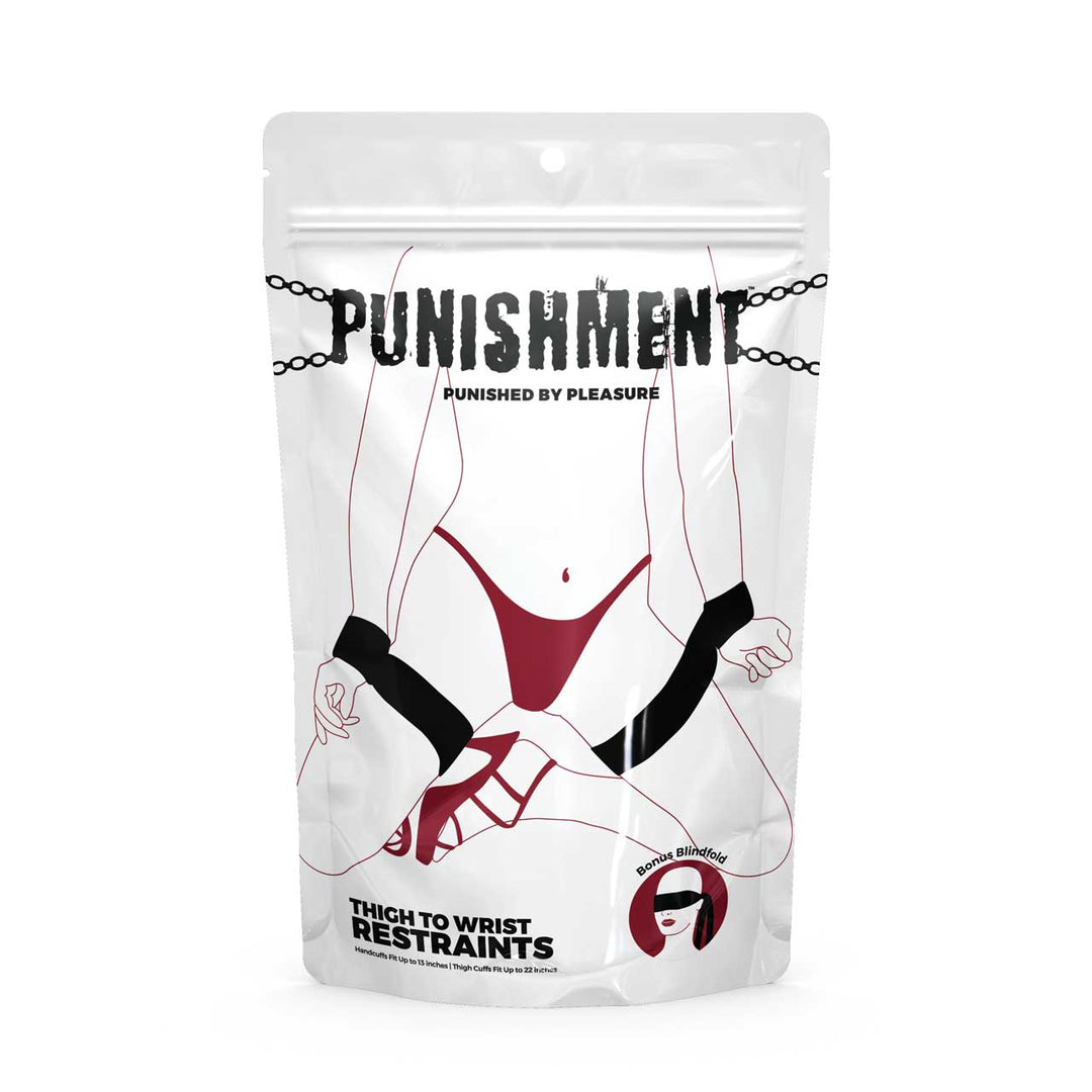 Punishment Thigh To Wrist Restraints – Sex toys NZ by Naughtyhut. Discreet delivery nationwide.