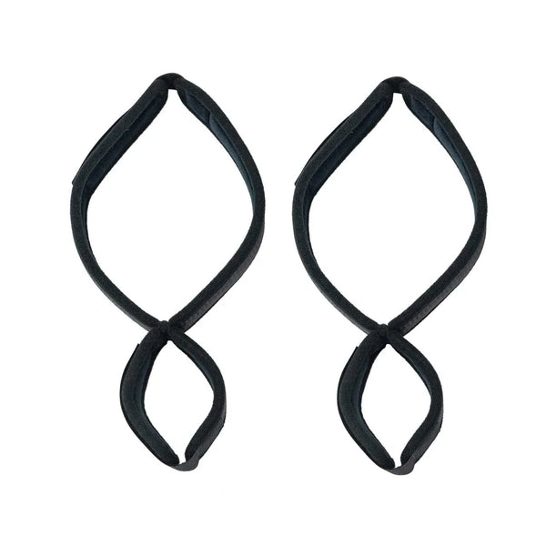 Punishment thigh-to-wrist restraints, two black figure-eight loops
