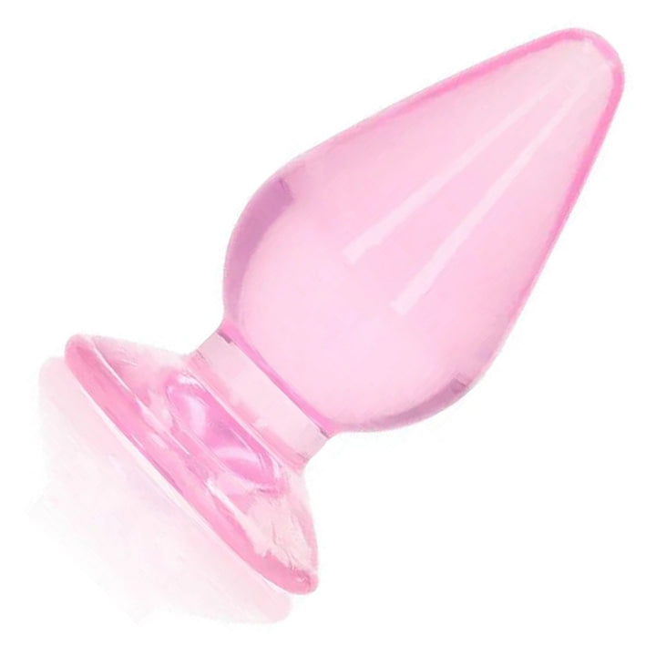 REALROCK 9 cm Anal Plug in Pink – tapered plug with flared base on white