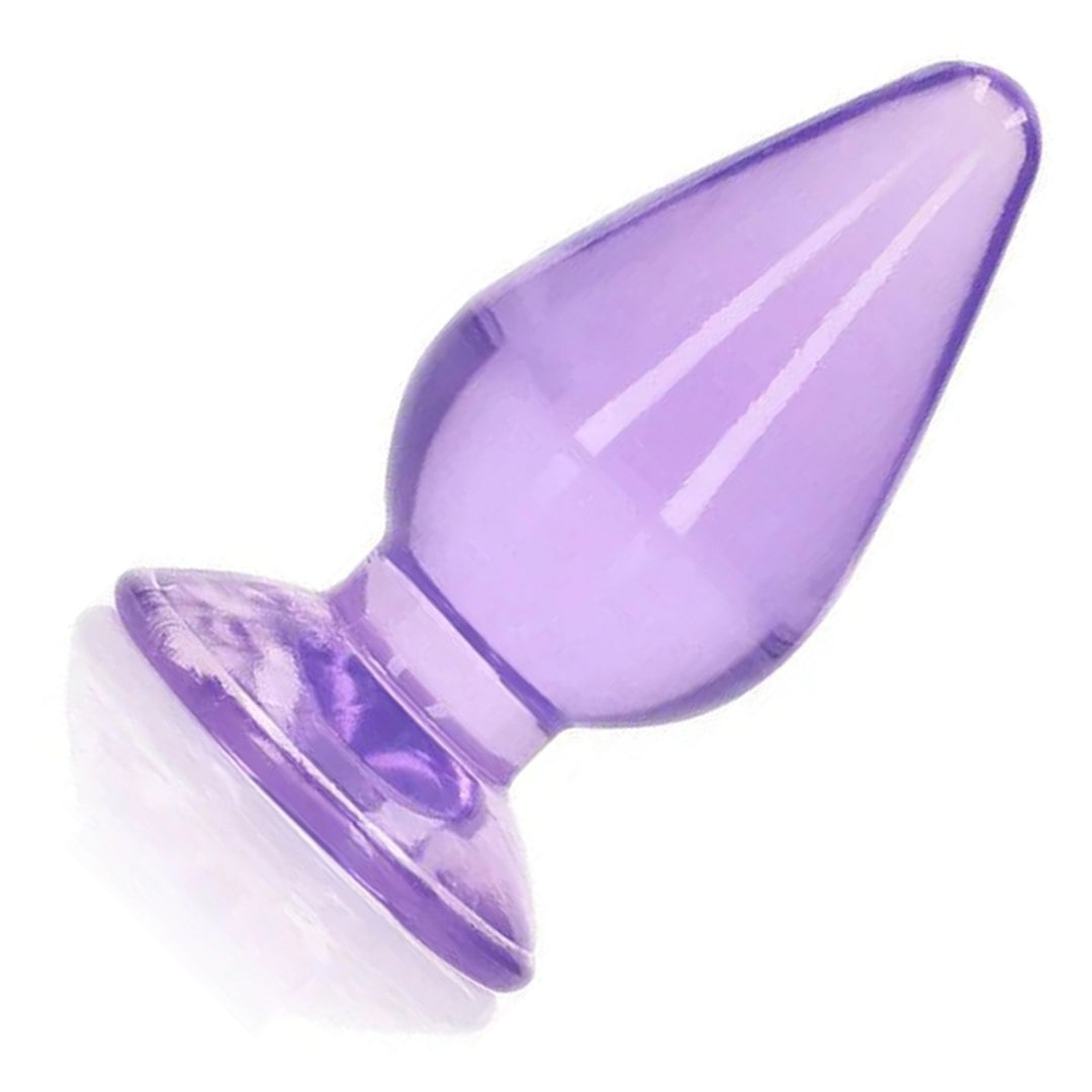 REALROCK 9 cm Anal Plug in Purple – tapered plug with flared base on white