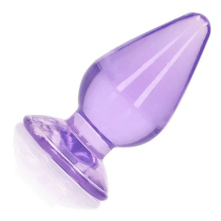 REALROCK 9 cm Anal Plug in Purple – tapered plug with flared base on white