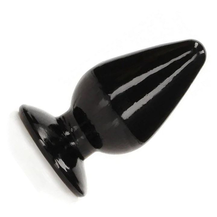 REALROCK 11.5 cm Anal Plug in Black – tapered plug with flared base on white