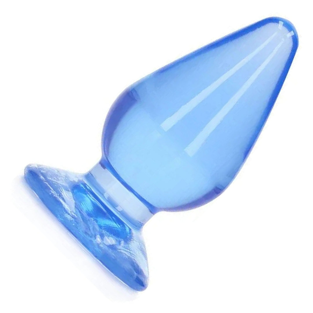 REALROCK 11.5 cm Anal Plug in Blue – tapered plug with flared base on white