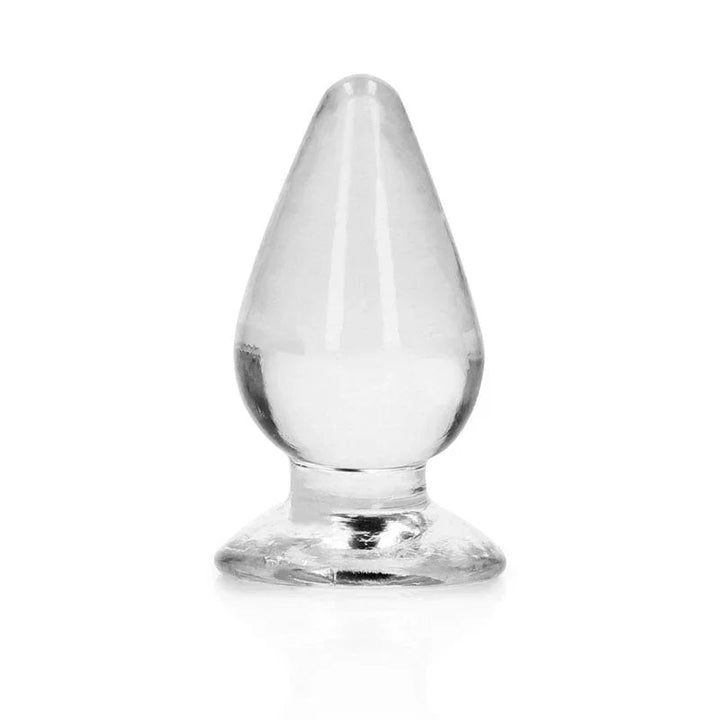 REALROCK 11.5 cm Anal Plug in Clear, colourless tapered plug upright on its flared base