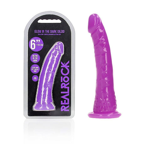 Buy REALROCK 15.5 cm Slim Glow in the Dark Neon - Purple - Glow in Dark Purple 15.5 cm (6'') Dong – Naughtyhut NZ sex toys online. Discreet delivery & top brands.