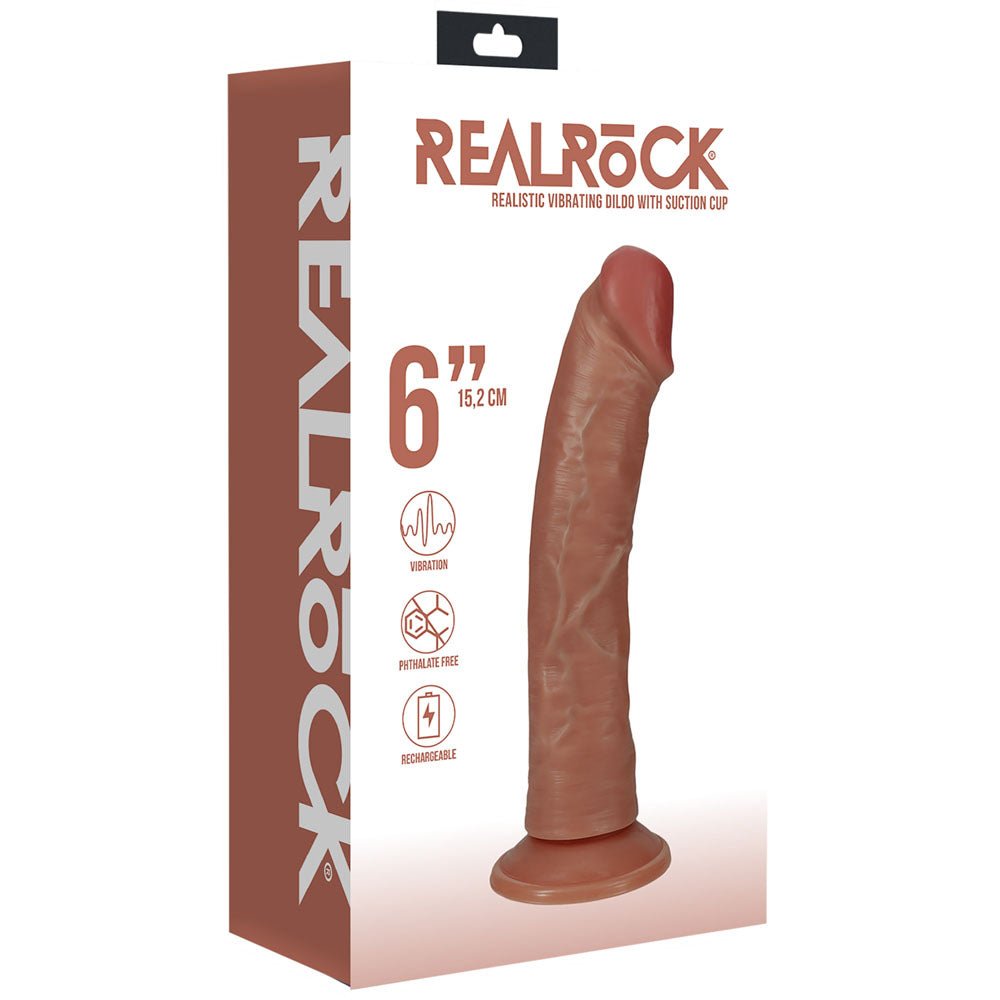 REALROCK 15cm Vibrating Cock - Tan - Tan 15.2 cm (6'') USB Rechargeable Vibrating Dong – Sex toys NZ by Naughtyhut. Discreet delivery nationwide.