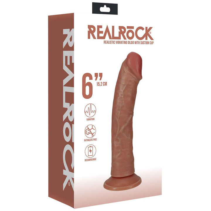 REALROCK 15cm Vibrating Cock - Tan - Tan 15.2 cm (6'') USB Rechargeable Vibrating Dong – Sex toys NZ by Naughtyhut. Discreet delivery nationwide.