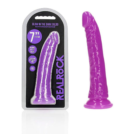 Buy REALROCK 18 cm Slim Glow in the Dark Neon - Purple - Glow in Dark Purple 18 cm (7'') Dong – Naughtyhut NZ sex toys online. Discreet delivery & top brands.