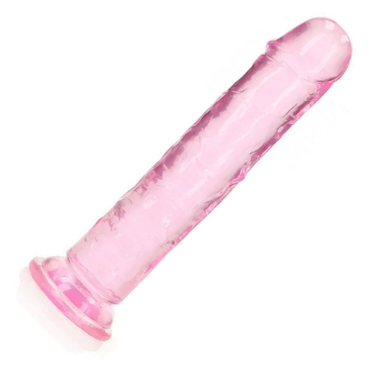 REALROCK 18 cm Straight Dildo in Pink – full length with suction base on white