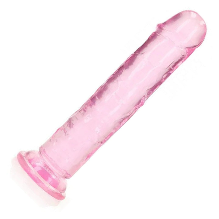 REALROCK 18 cm Straight Dildo in Pink – full length with suction base on white
