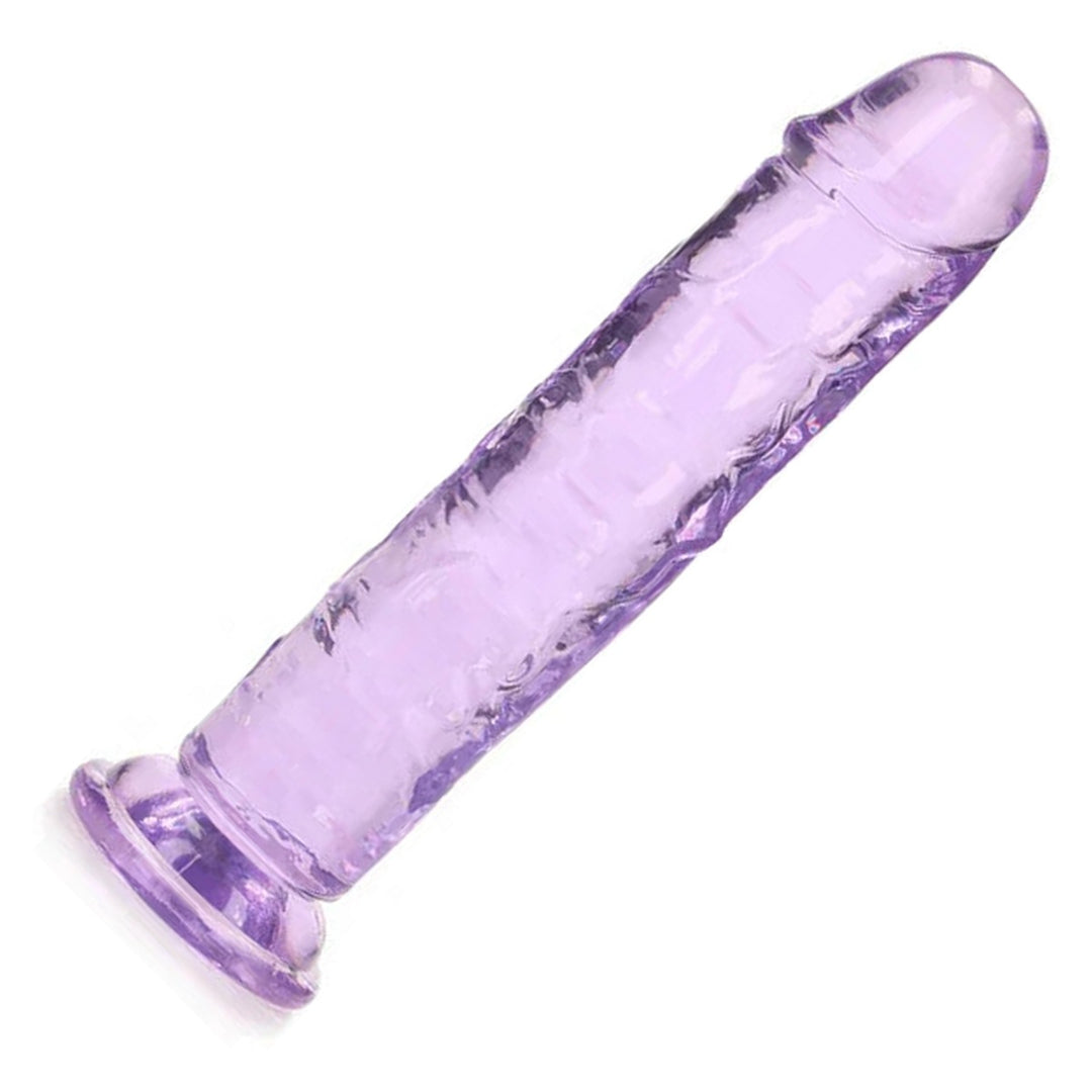 REALROCK 18 cm Straight Dildo in Purple – full length with suction base on white