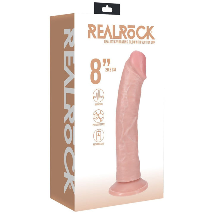 REALROCK 20cm Vibrating Cock - Flesh - Flesh 20.3 cm (8'') USB Rechargeable Vibrating Dong – Sex toys NZ by Naughtyhut. Discreet delivery nationwide.