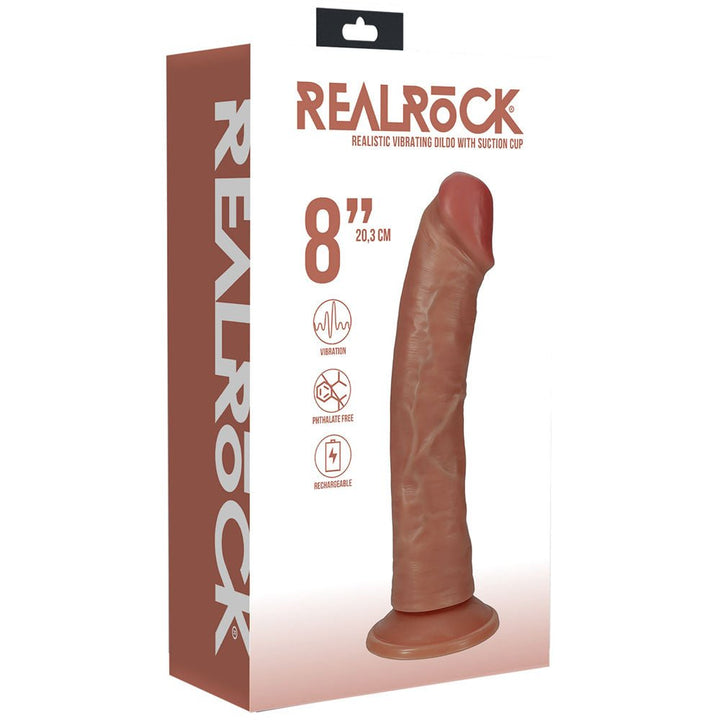 REALROCK 20cm Vibrating Cock - Tan - Tan 20.3 cm (8'') USB Rechargeable Vibrating Dong – Sex toys NZ by Naughtyhut. Discreet delivery nationwide.