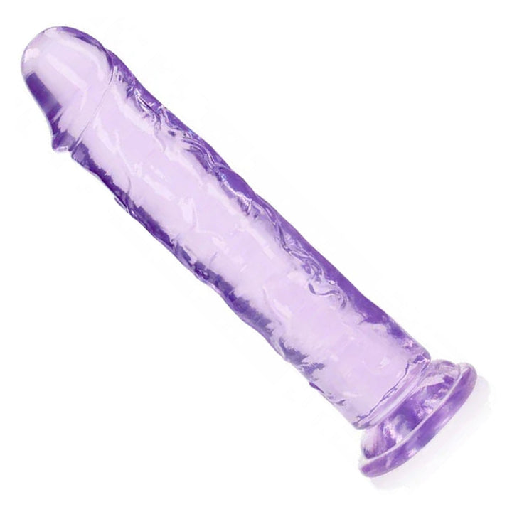 REALROCK 25 cm Straight Dildo in Purple – full length with suction base on white