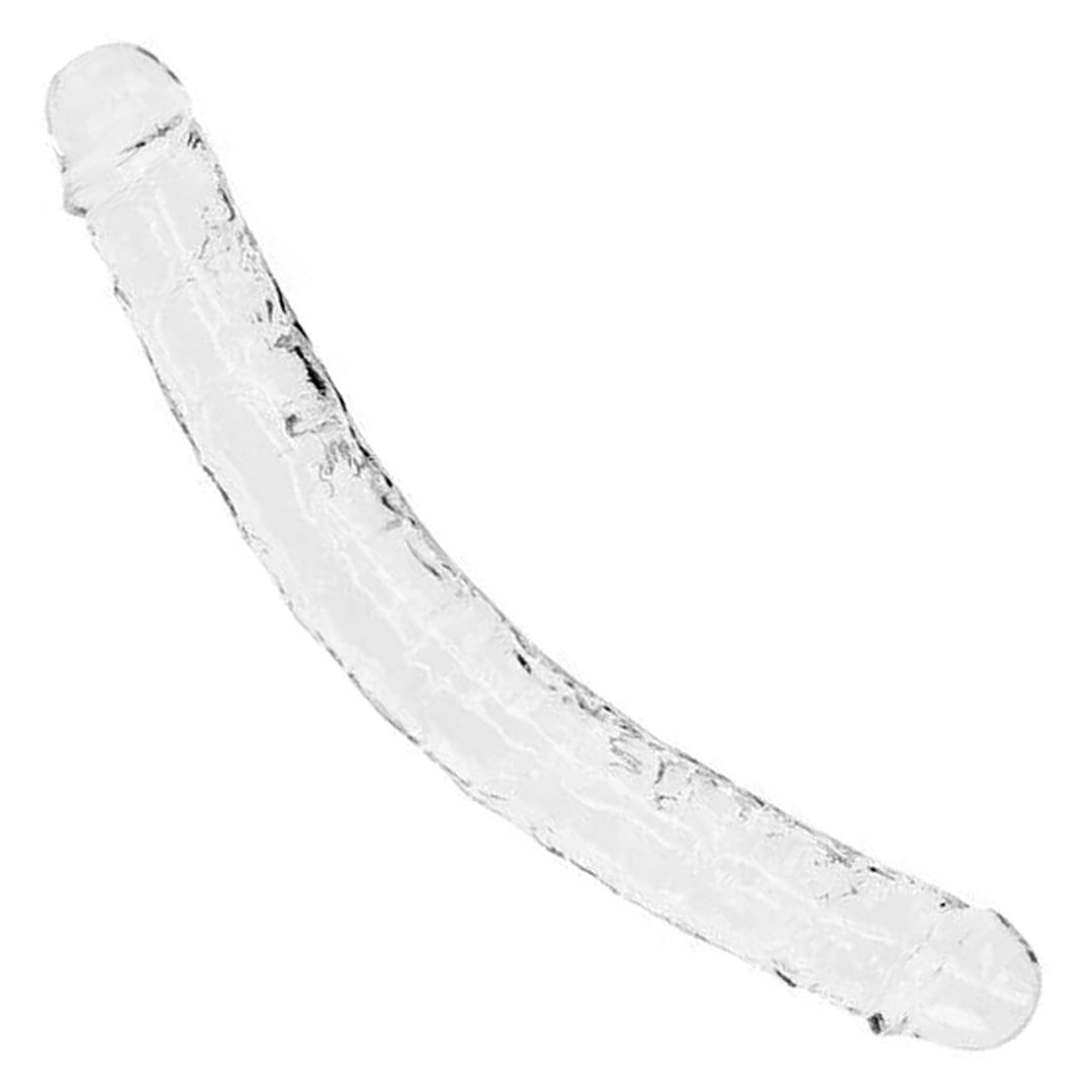REALROCK 34 cm Double Dildo in Clear – full length double-ended shaft on white