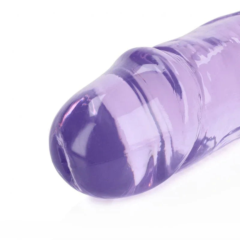 REALROCK 34 cm Double Dildo in Purple, close-up of one moulded head and the veined shaft