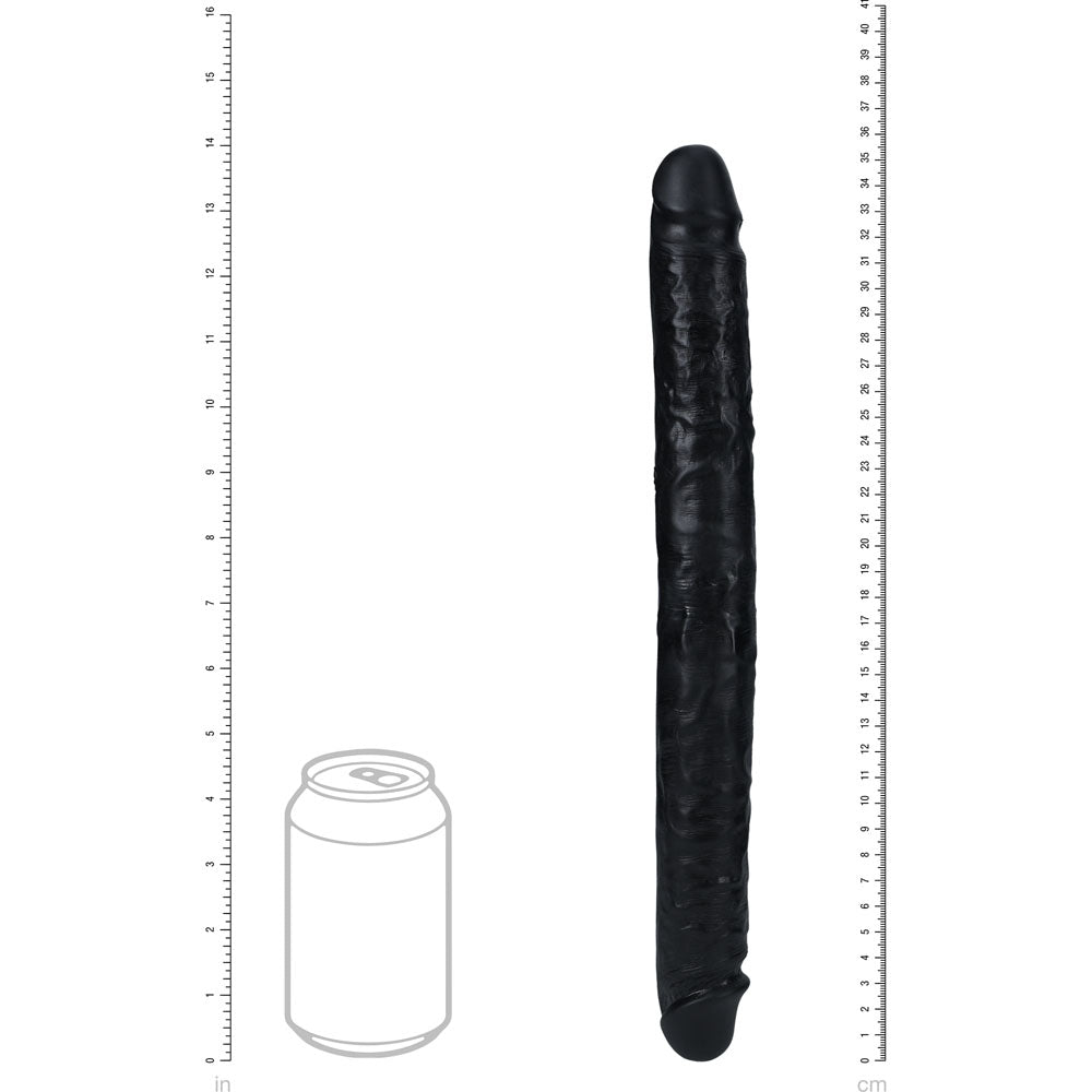 REALROCK 35cm Slim Double Dildo - Black - Black 35 cm (14'') Double Dong – Sex toys NZ by Naughtyhut. Discreet delivery nationwide.