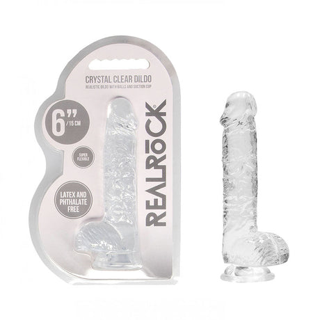 Buy REALROCK 6'' Realistic Dildo With Balls - Clear 15.2 cm Dong – Naughtyhut NZ sex toys online. Discreet delivery & top brands.