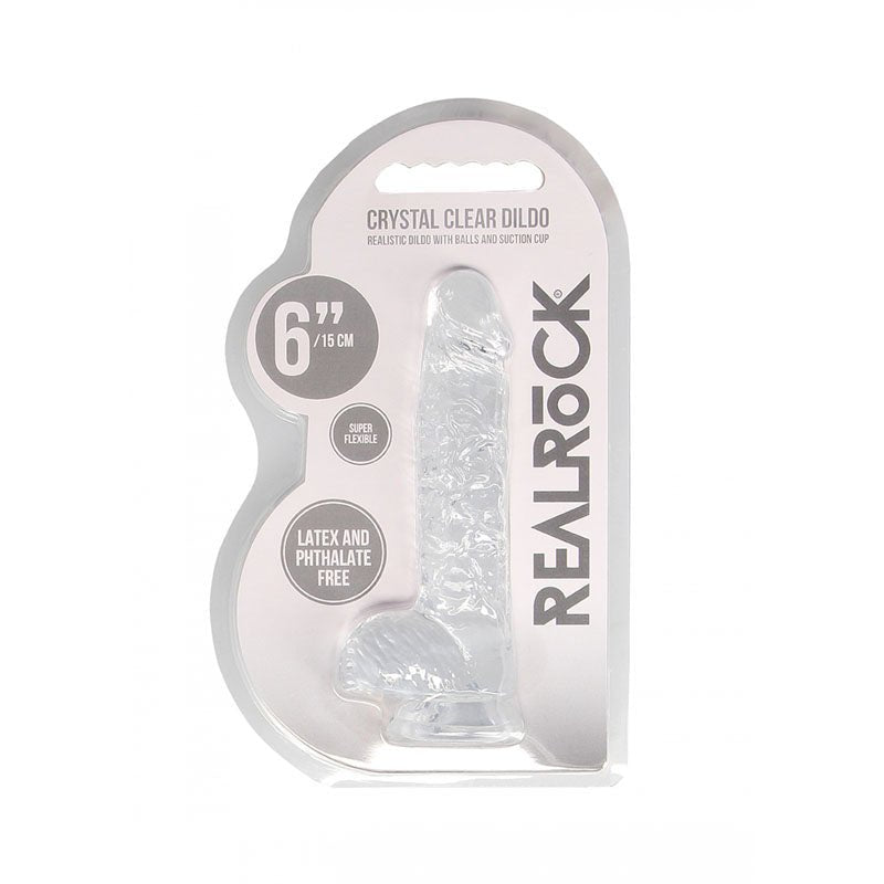 Buy REALROCK 6'' Realistic Dildo With Balls - Clear 15.2 cm Dong – Naughtyhut NZ sex toys online. Discreet delivery & top brands.